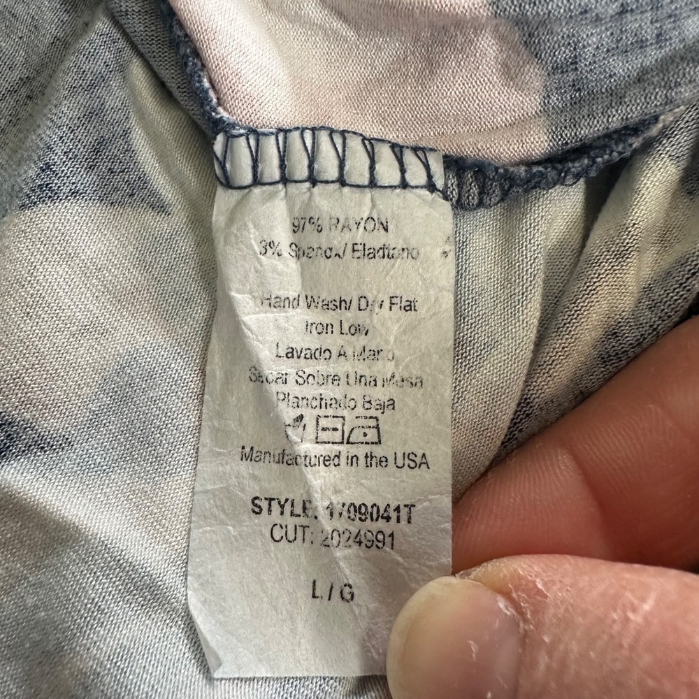 Chris & Carol Floral & Striped Raglan‎ Top Women's Large L Navy Pink Made in USA - Picture 8 of 9